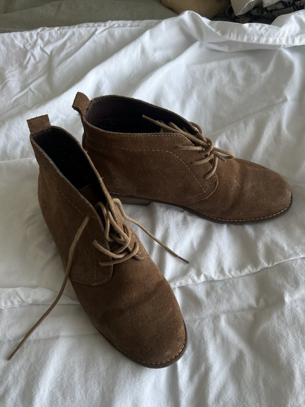Genuine Suede Lace-up Booties